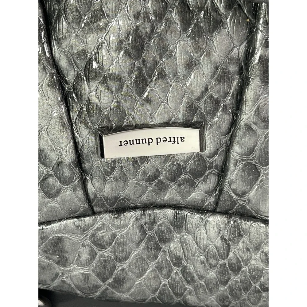 Alfred Dunner Women's Metallic Gray Snakeskin Embossed Shoulder Bag Hobo Handbag